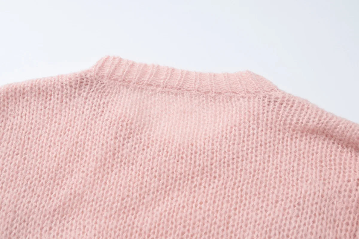 Women's Knitted Pullover Sweaters Top Casual Loose Round Neck Long Sleeve Top