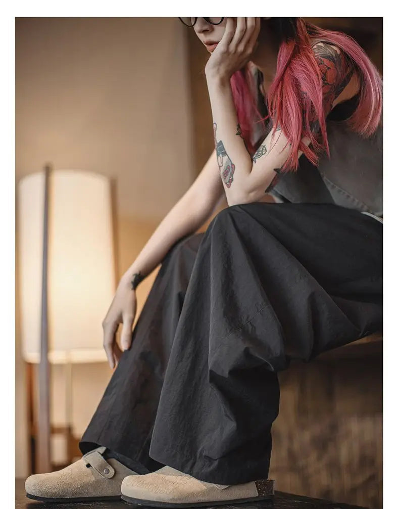Women's Wide Leg Palazzo Pants - Lightweight Casual Streetwear Trousers