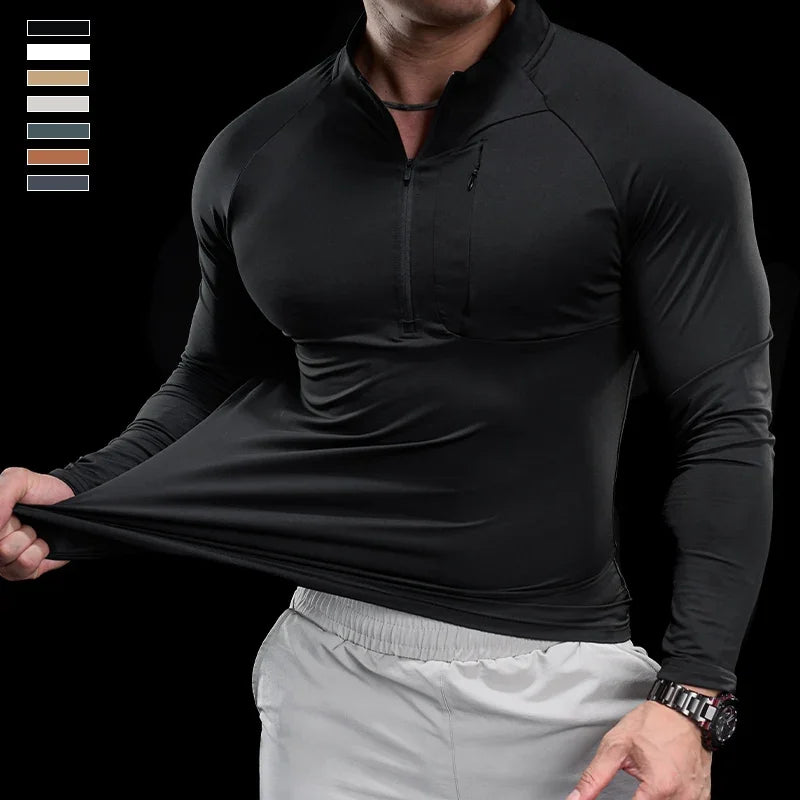 Men's Gym Fitness Quick Dry Running Sport Long Sleeves Trackwear Bodybuilding Training Top