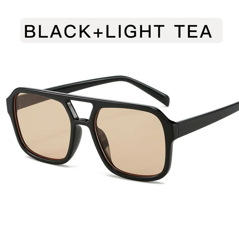 Women's Retro Square Sunglasses - Large Frame UV400 Protection Eyewear