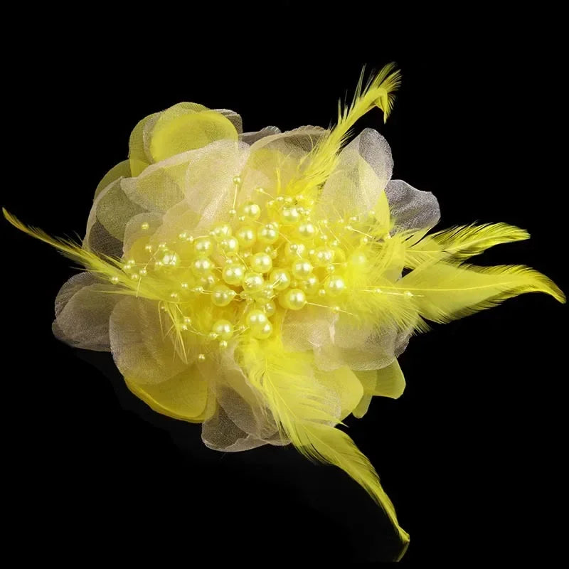 Elegant Feather Fabric Flower Brooch - Women's Corsage Lapel Pin