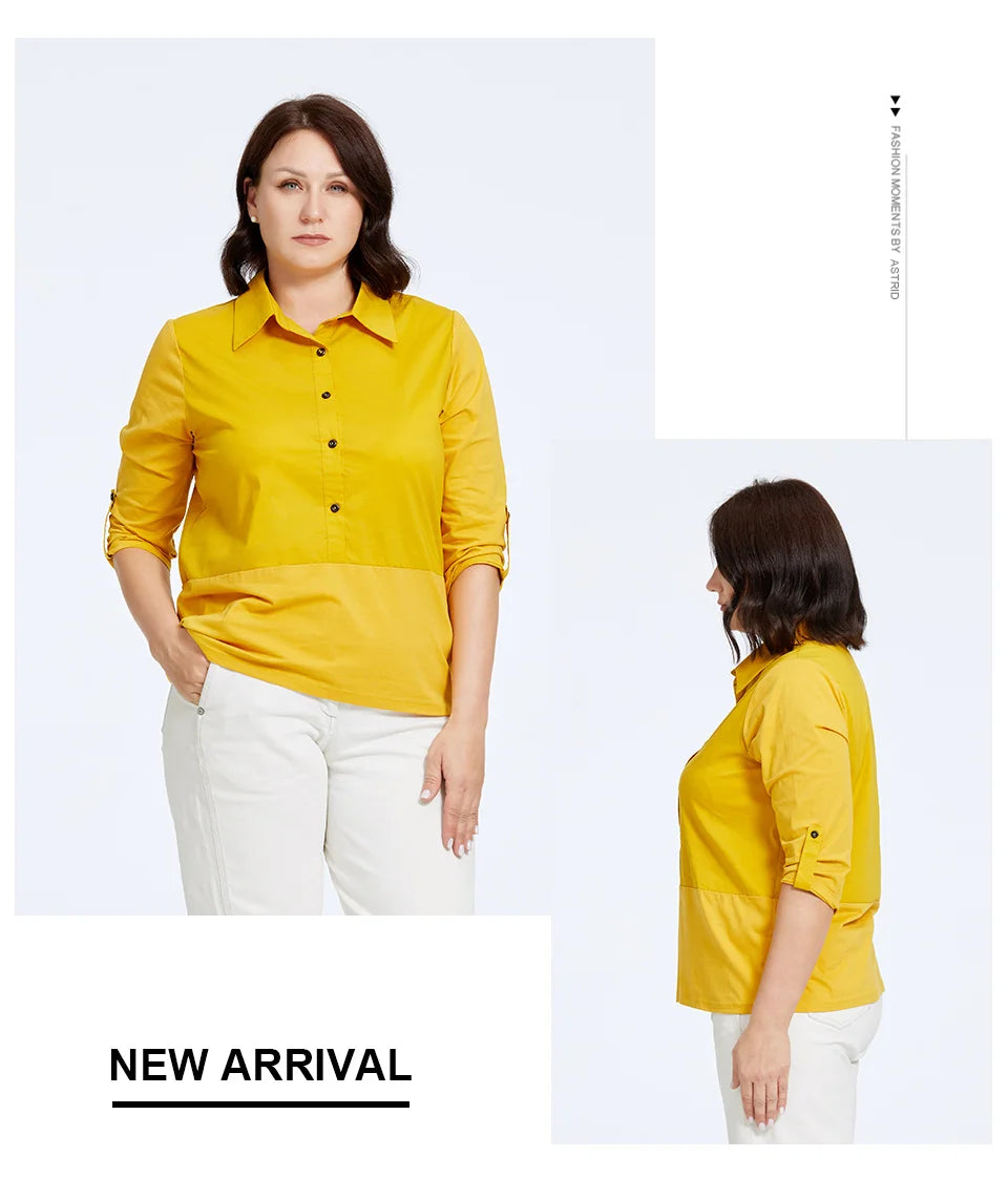 Women's Blouses Elegant Lapel Stitching Plus Size Shirt