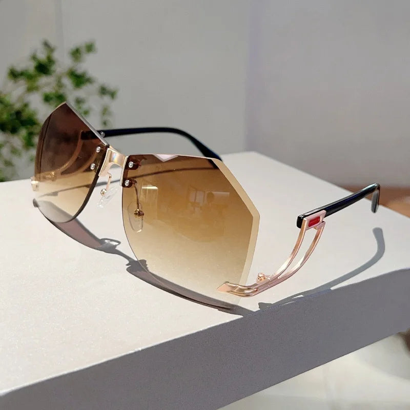Women's Rimless Irregular Gradient Sunglasses