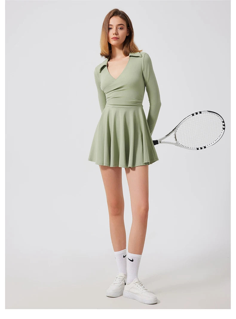 Women's Tennis 2 In 1 Gym Yoga Dress Breathable Quick Dry Running Skirt Workout Golf Clothes Sportswear