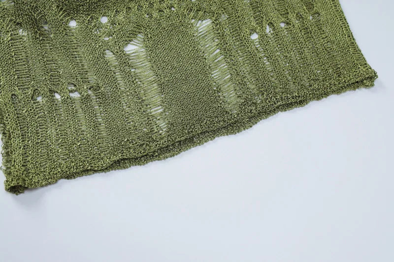 Women's Hollow Out Knitted Open Back Maxi  Elegant Long Sleeve Sheer Dress