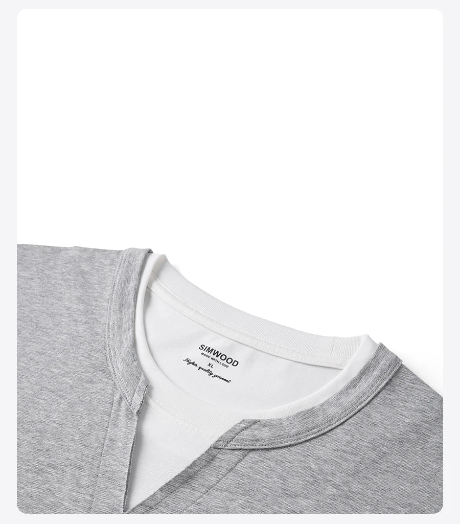 Men's Spring Long Sleeve Fake Double Layer 210gsm Sorona Fabric T-Shirt