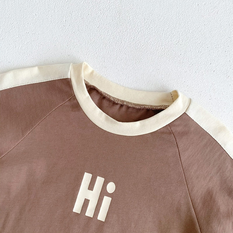 Children's Letter Print T-Shirt and Shorts Outfit Set
