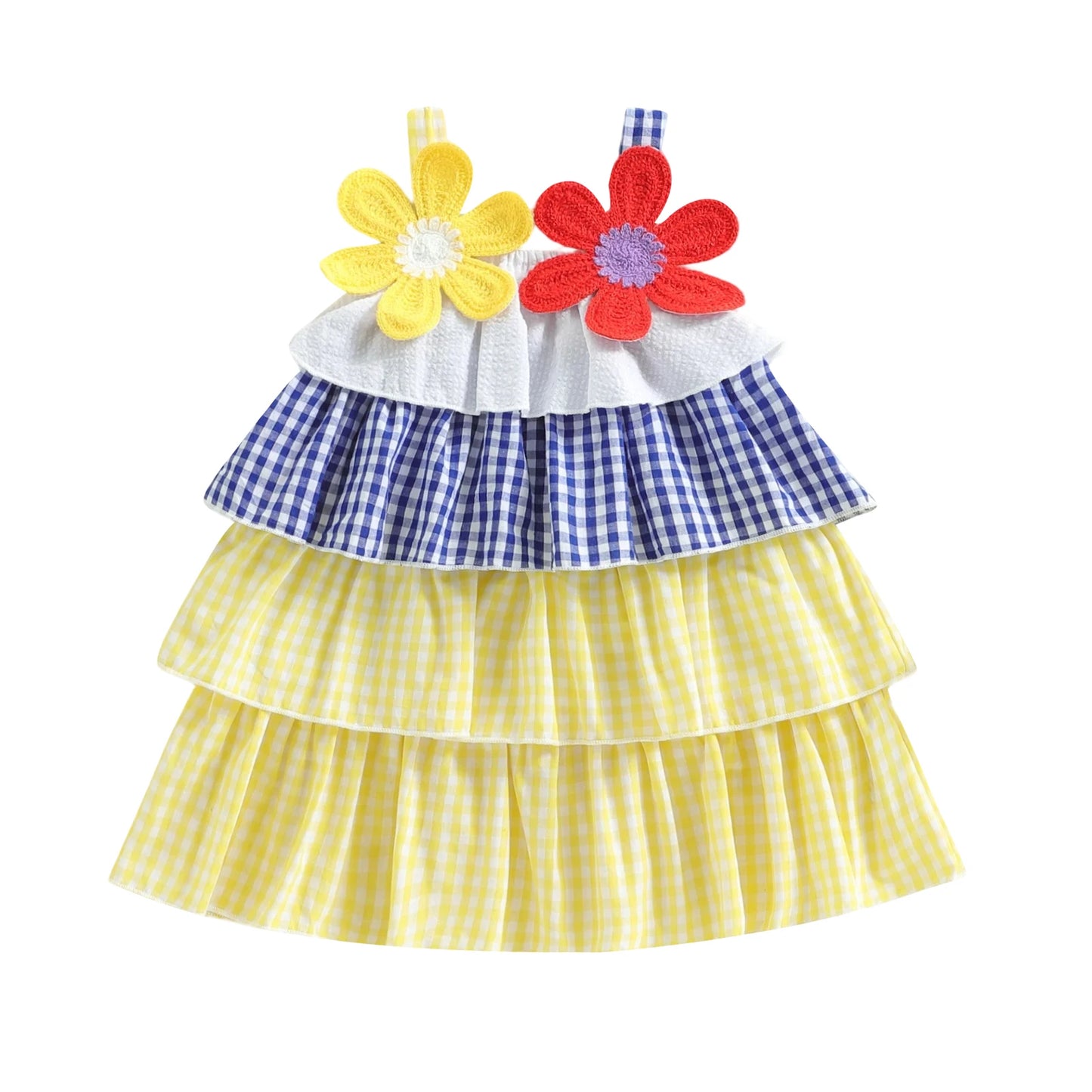 Baby Girls' Plaid Ruffle Floral Cami Dress