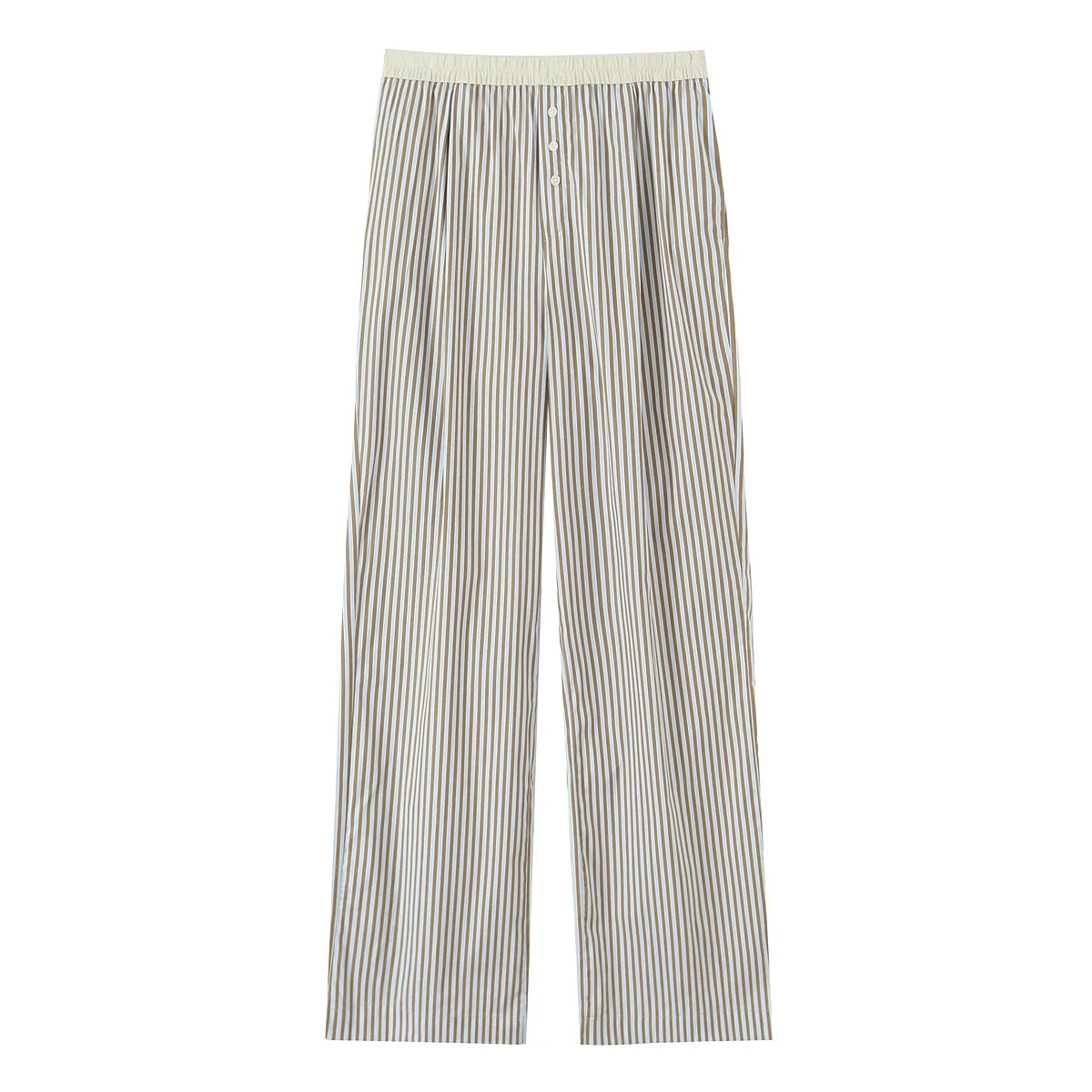 Women's Style Bow Embellished Thin Stripe Vest Top Lazy Style Loose Straight Leg Wide Leg Trousers