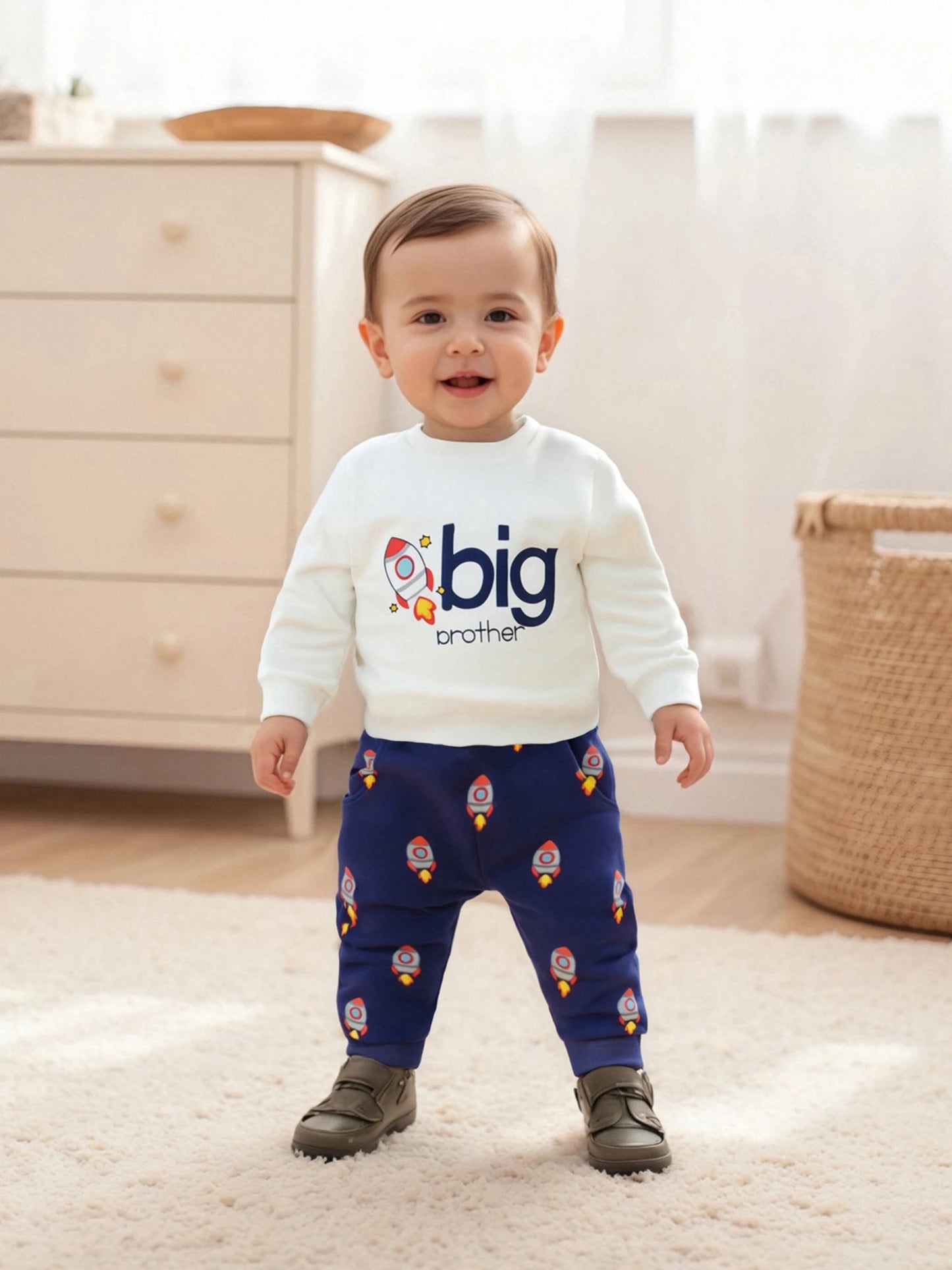 Toddler Boys Cartoon Print Sweatshirt & Pants Set (0-4Y)
