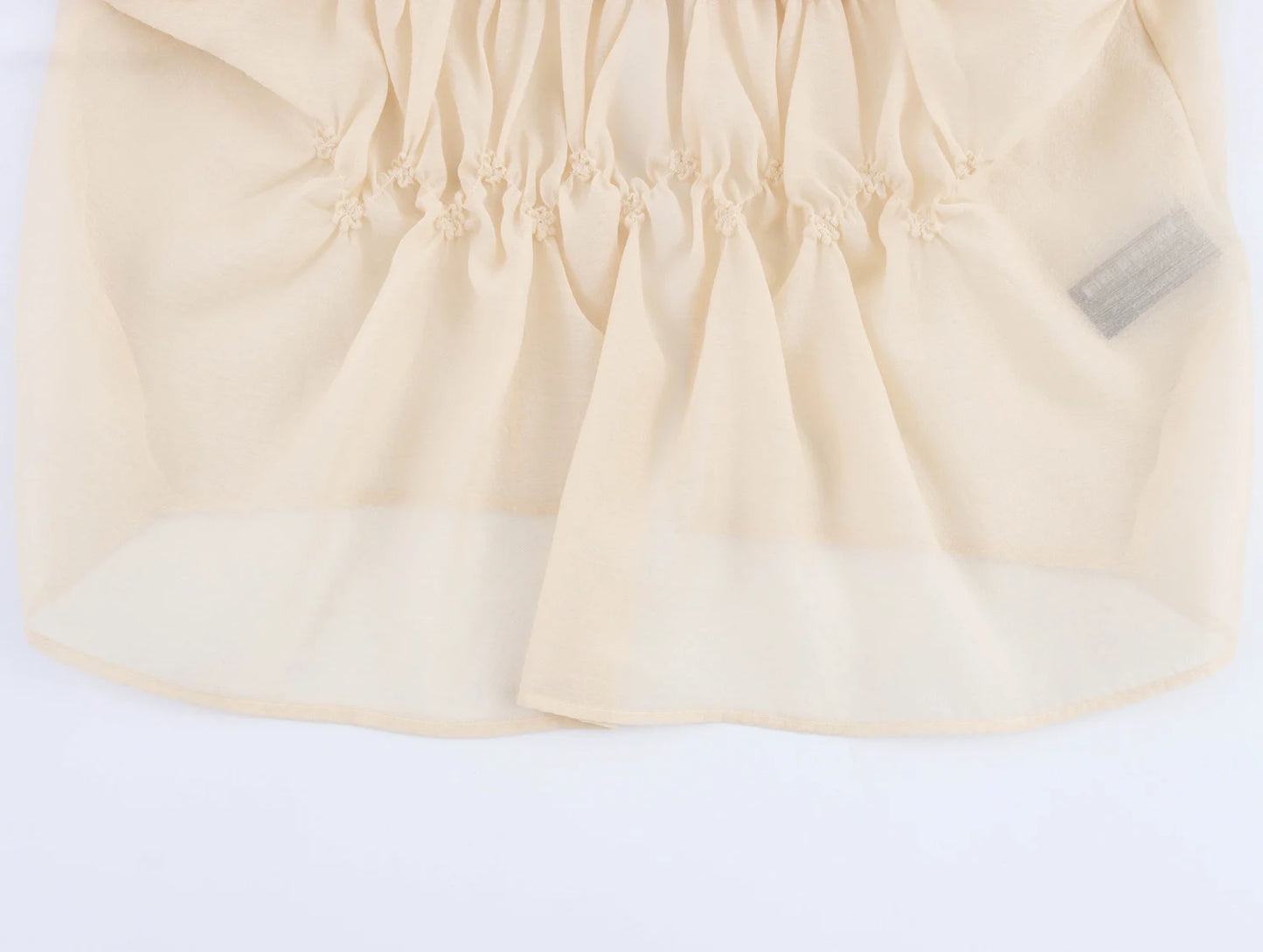 Semi-Transparent Pleated Short Sleeve Shirt - Sweet Design