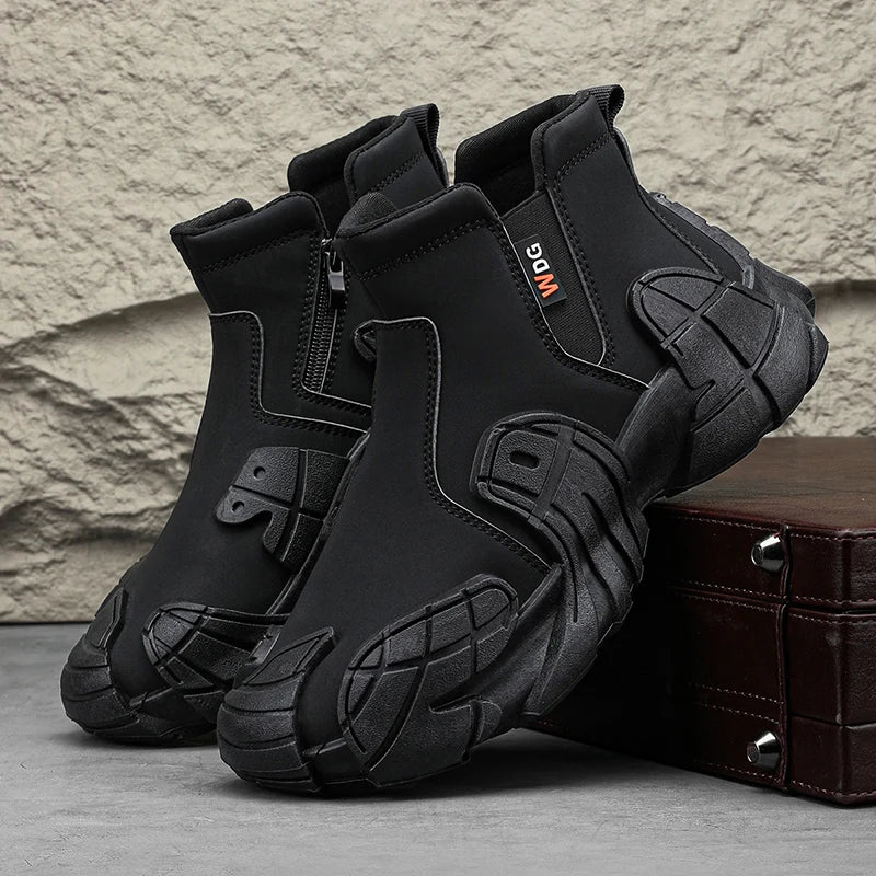 Men's Casual High Top Platform Skateboard Slip On Ankle Comfortable Vulcanized Sneakers