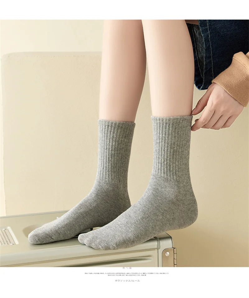 3 Striped Cotton Socks - Unisex Streetwear Casual Knitted Socks