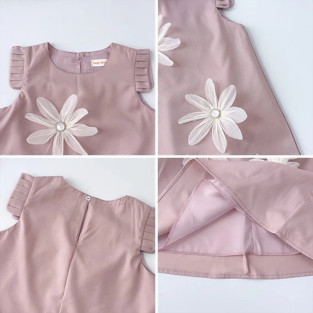 Girl's 2-7 Year Old Children's  Summer  3D Flower Tank Top Dress