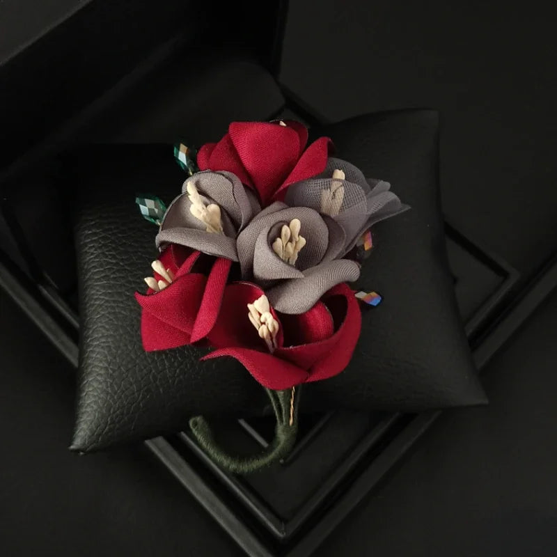 Elegant Fabric Flower Brooch Pin - Handmade Corsage for Women