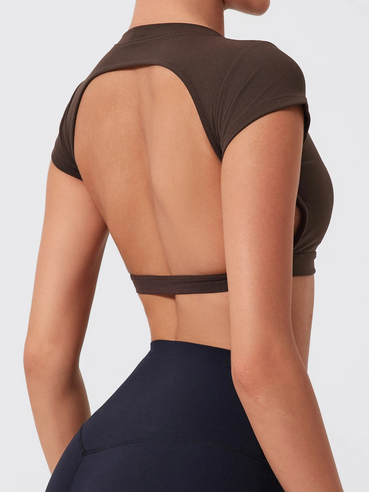 Women's Sports Workout Top Fitness Activewear Quick-Dry Yoga Clothes Sport Crop Top Backless Gym Top