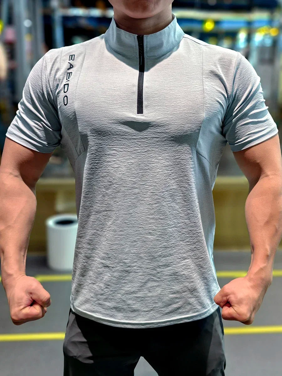 Men's Fitness Sport Clothing Bodybuilding Training Gym Running Short Sleeve Muscle Fit Top Quick Dry Rashguard T-Shirt