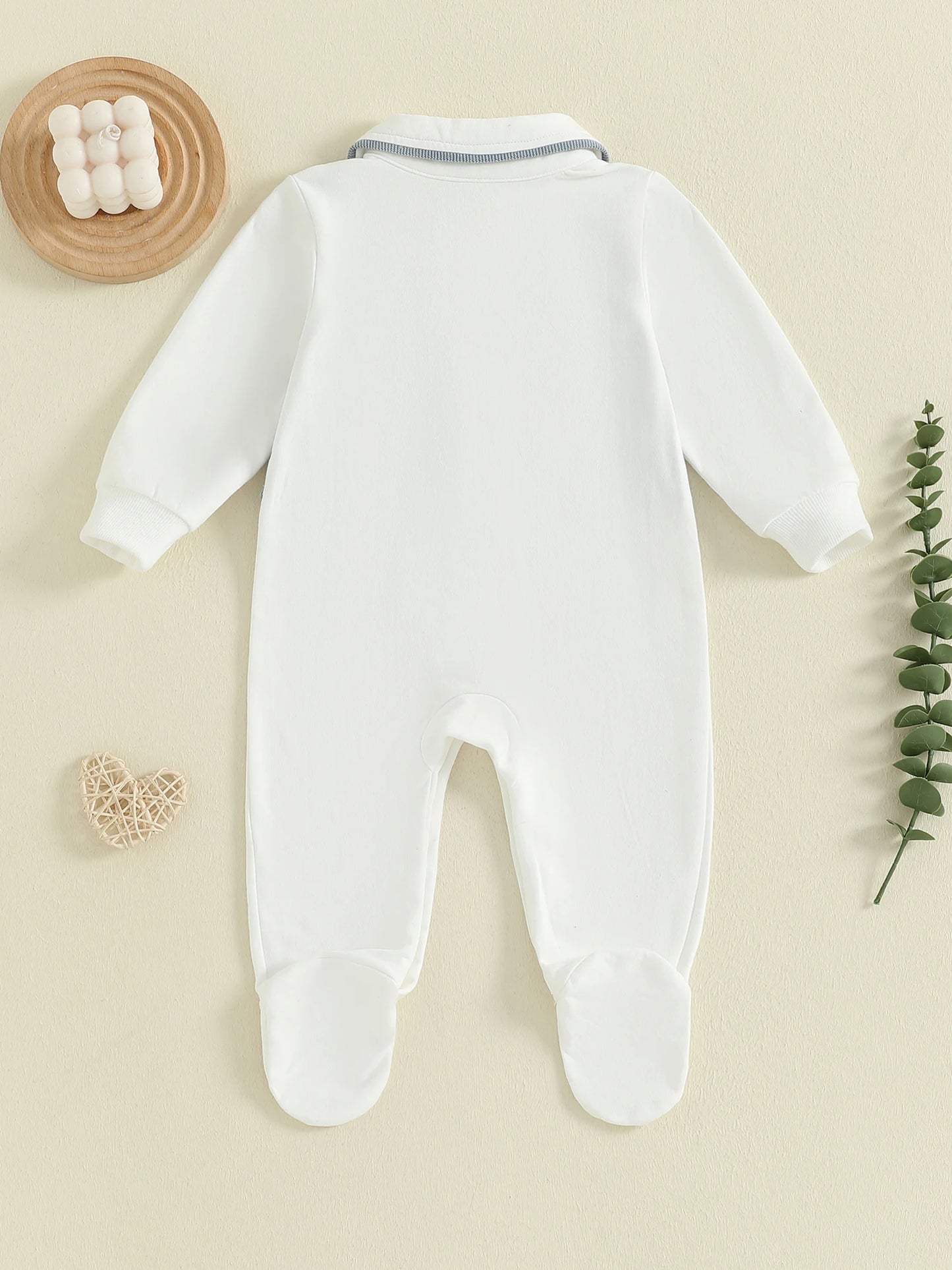 Gentleman Newborn Baby Romper - Footed Jumpsuit with Lapel