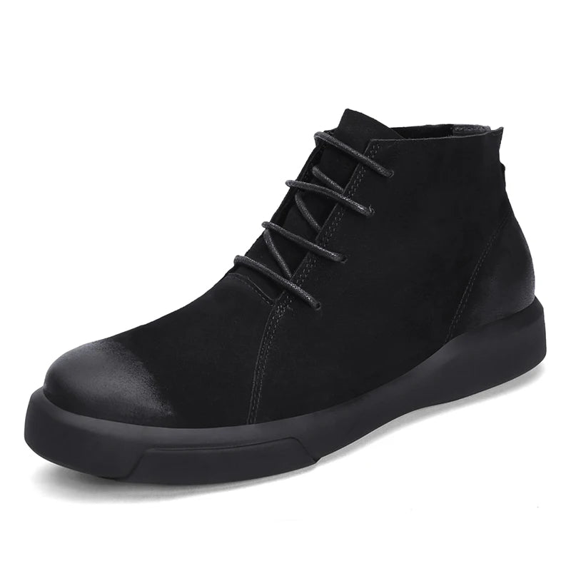 Men's Leather Ankle Boots - Lace-Up Work & Business Boots