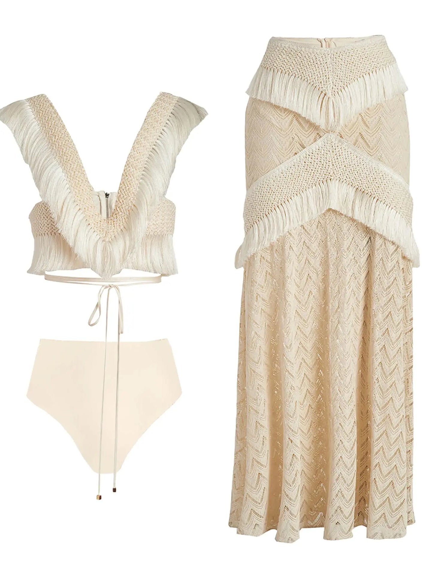 Women's Two Piece Set V Neck Sleeveless Top and Waist Chic Slit Skirt