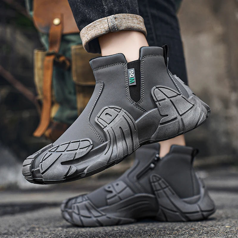 Men's Casual High Top Platform Skateboard Slip On Ankle Comfortable Vulcanized Sneakers