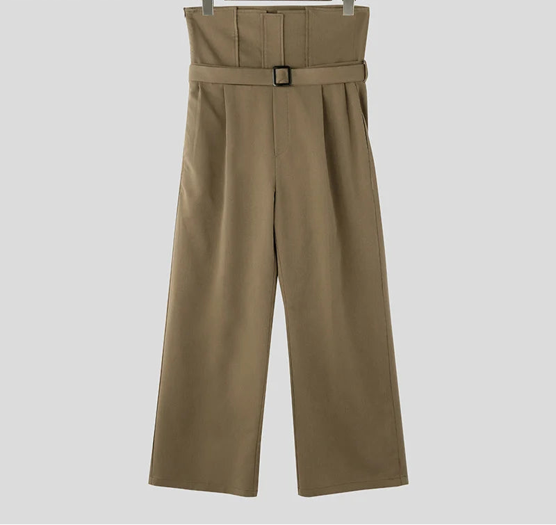 Men's Summer High Waist Pantalons Zipper Long Trousers