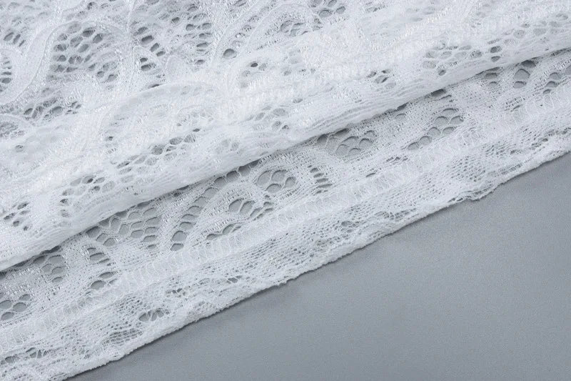 Women's Lace Transparent Hollow Out Maxi Flare Sleeve V Neck Dress