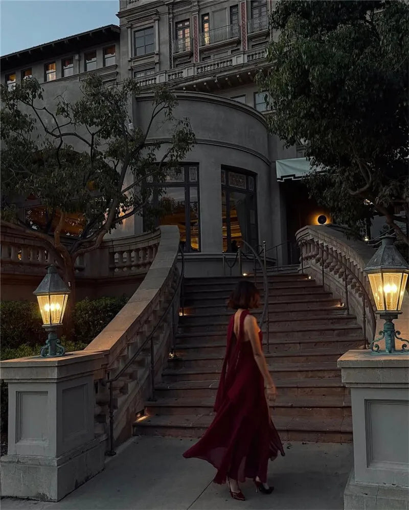 Women's Elegant Strapless Maxi Gown With Scarf Off-shoulder Sleeveless Backless Split Beach Long Dress