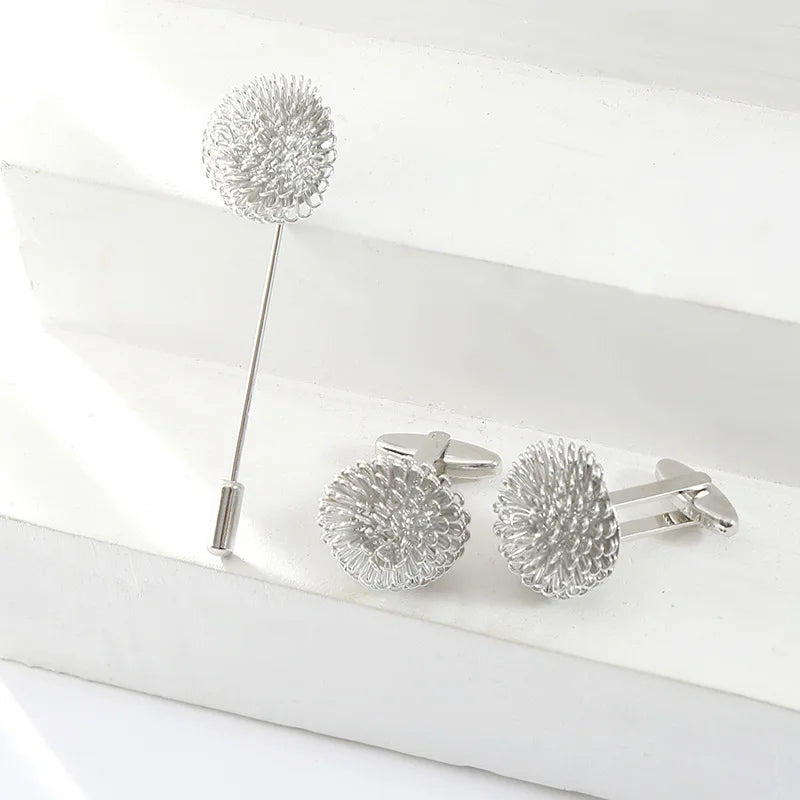 Premium Flower Cufflinks for Men - Round Wedding Shirt Accessories