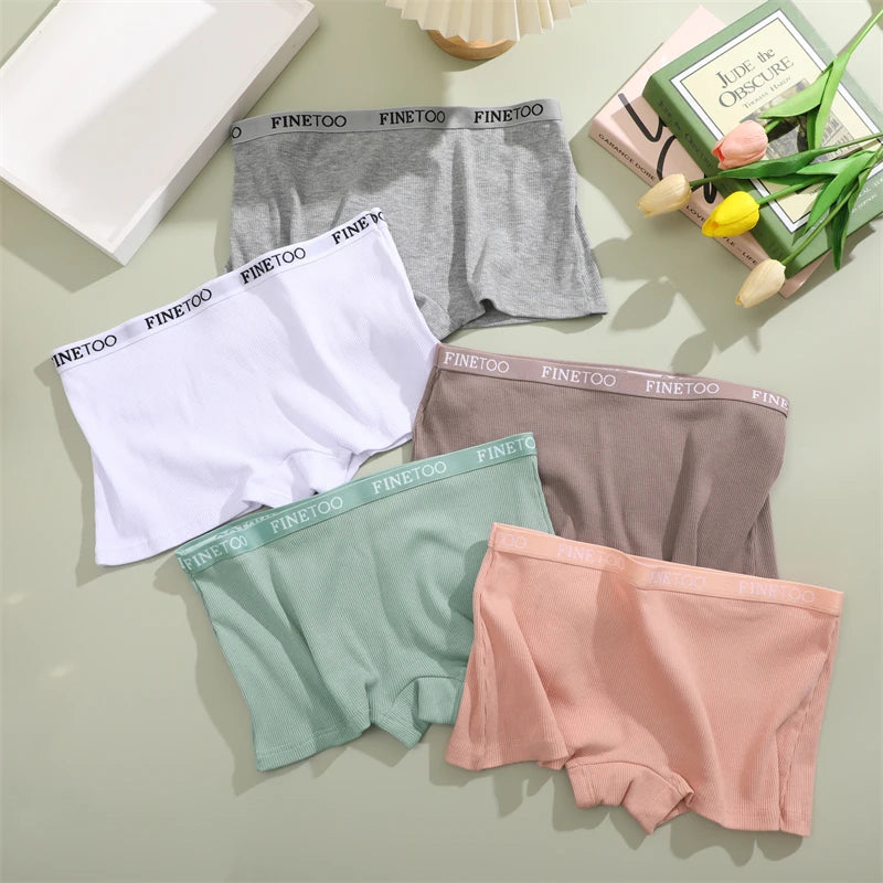Women's Cotton Boxer Shorts - Seamless Mid Waist Safety Underwear