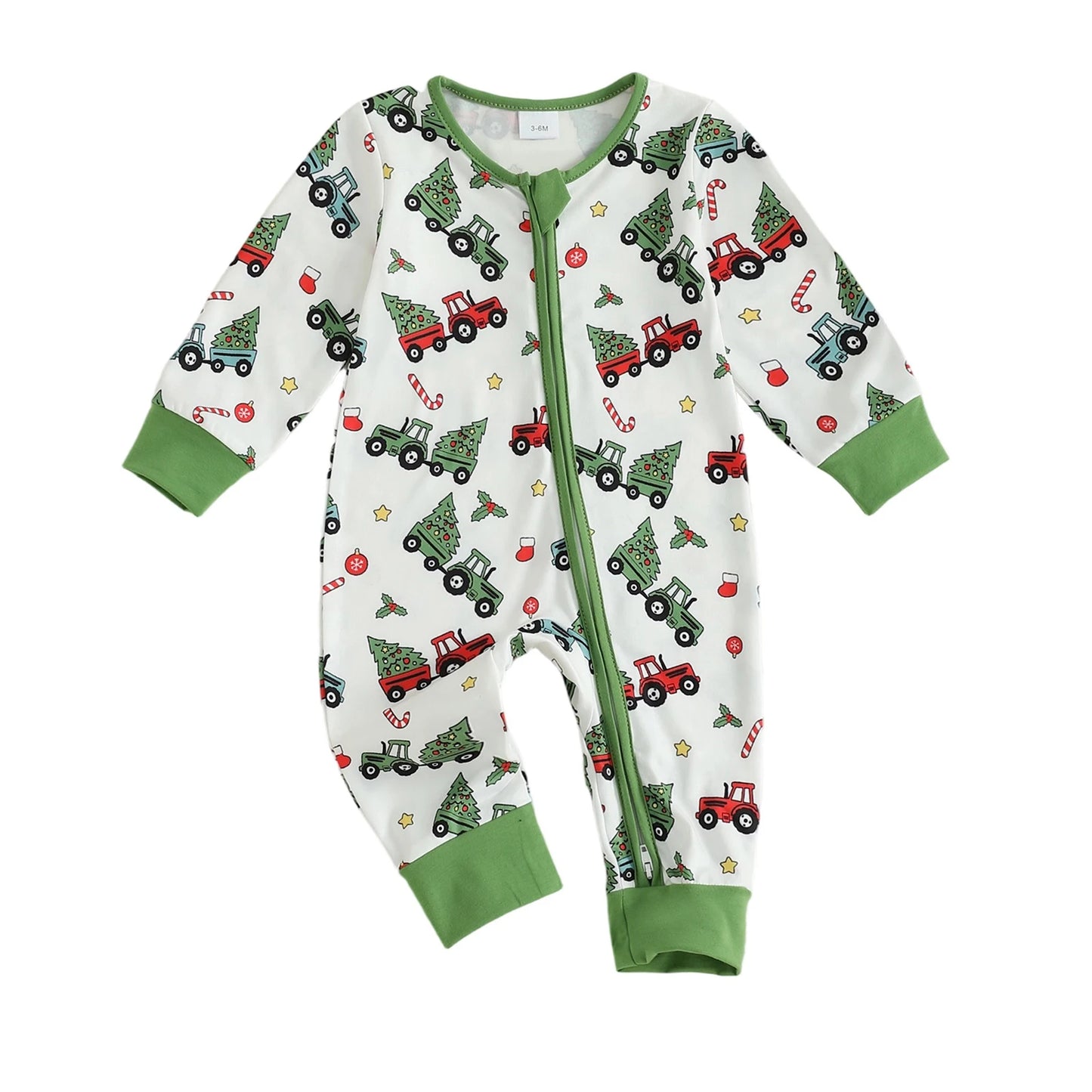 Baby Christmas Romper - Xmas Print Zipper Jumpsuit