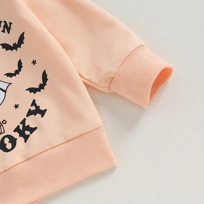 Baby Girl Halloween Sweatshirt - Long Sleeve Ghost Print Pullover (0-4Y)