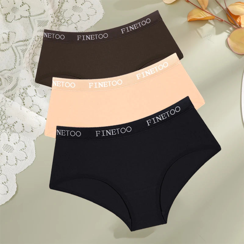 Women's 3Pcs Cotton Breathable Underwear Letter Belt Low Waist Briefs Stretch Comfortable Lingerie
