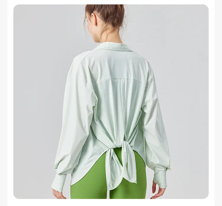 Women's Long Sleeve Sun Protection Yoga Shirt - Lightweight Athletic Top
