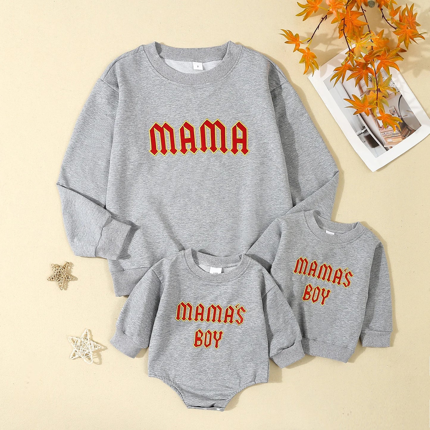 Family Matching Boys Girls Romper/Sweatshirt Set - Long Sleeve Letter Print Pullovers (0-4Y)
