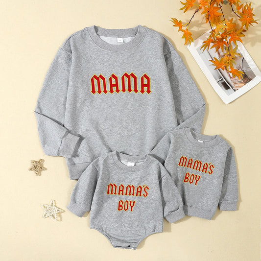Family Matching Boys Girls Romper/Sweatshirt Set - Long Sleeve Letter Print Pullovers (0-4Y)