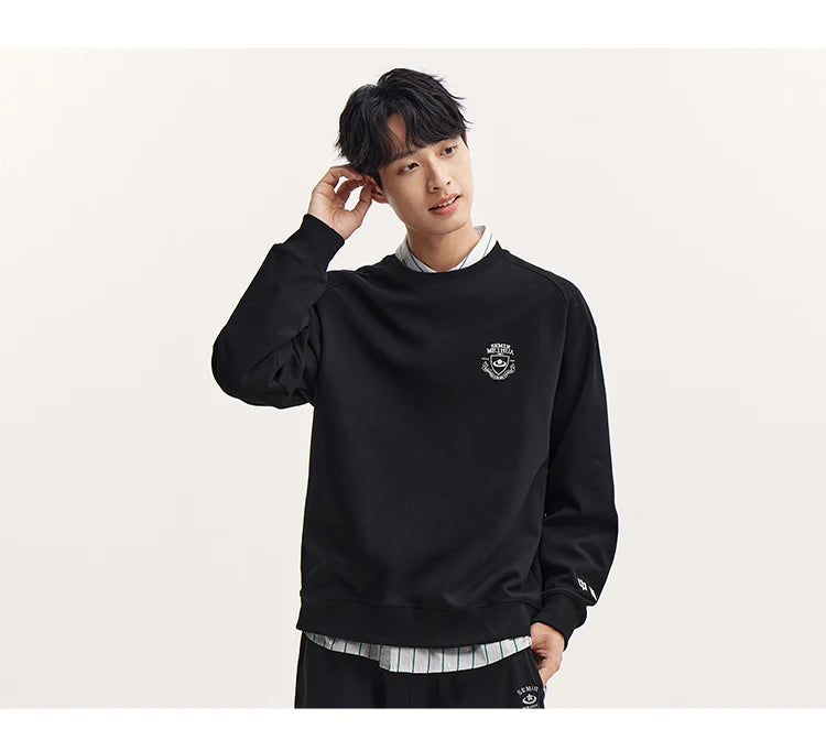 Heavyweight Round Neck Sweatshirt - Premium Solid Color Pullover for Daily Wear