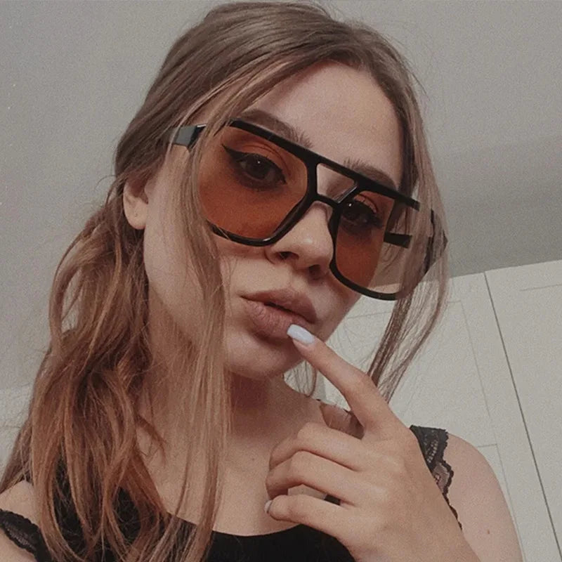 Women's Retro Square Sunglasses - Large Frame UV400 Protection Eyewear