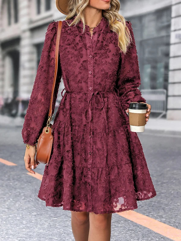 Autumn Winter Fashion - Elegant V-neck Chiffon Dress
