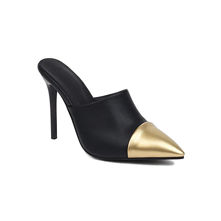 Women's Matte Leather Slipper High Heels