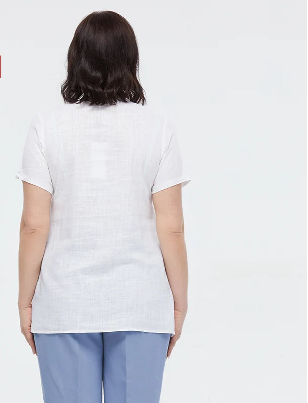Women's Summer Cotton Linen Oversized Short Sleeve Sequins Button Top