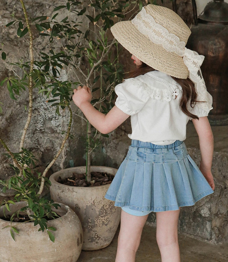 Girl's Denim Skirt with Shorts inside