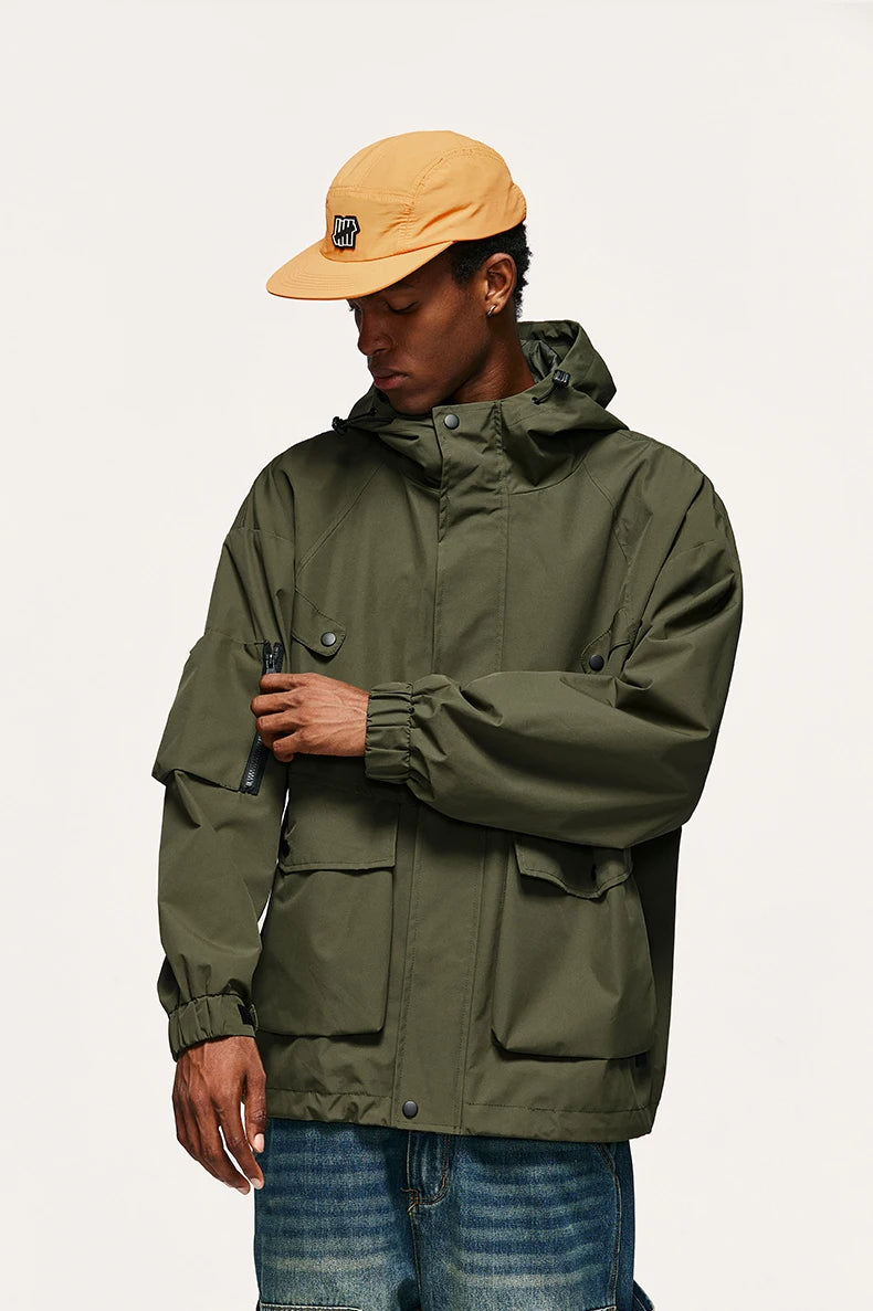 Unisex Spring Outdoor Waterproof Hiking Multi Pockets Cargo Jacket
