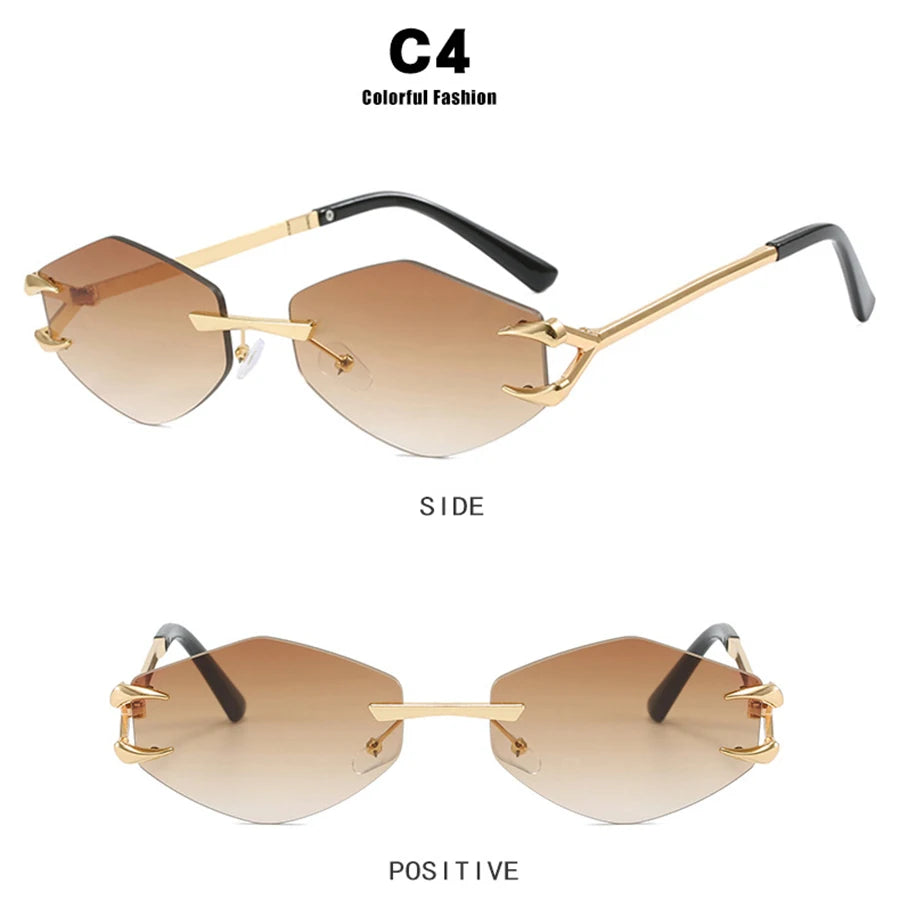 Frameless Polygonal Sunglasses - Unisex UV400 Protection Hip-Hop Style Outdoor Shades