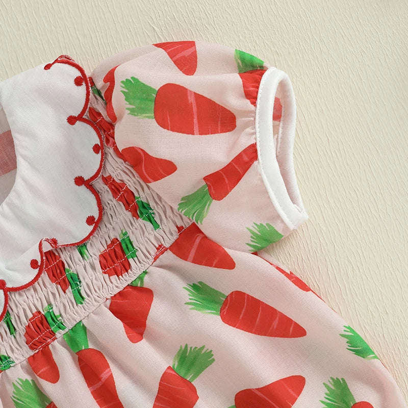 Baby Girls' Easter Carrot Print Romper - Summer Bodysuit