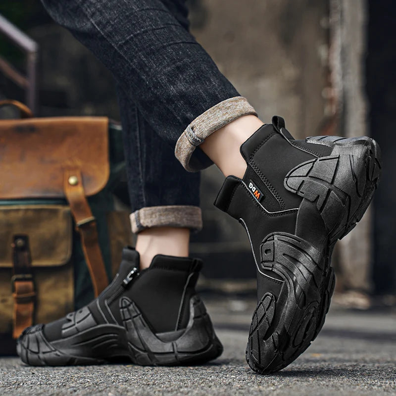 Men's Casual High Top Platform Skateboard Slip On Ankle Comfortable Vulcanized Sneakers