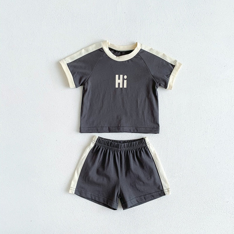 Children's Letter Print T-Shirt and Shorts Outfit Set