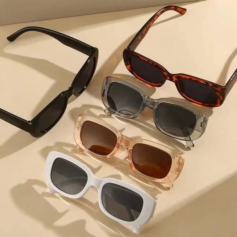5 Pack Small Square Sunglasses Set - Black White Gray Tortoiseshell Plastic Frame UV400