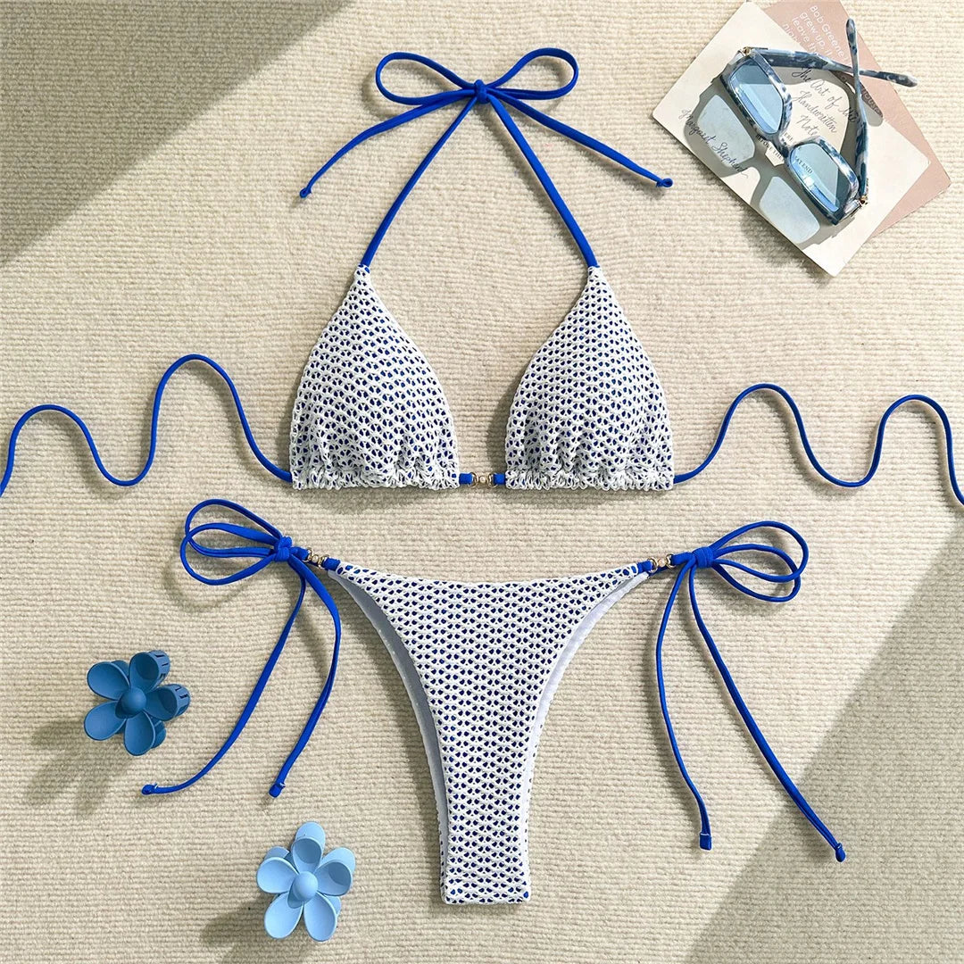 Women's Halter Hollow Out Bikini Swimsuit Two-pieces Bikini Set