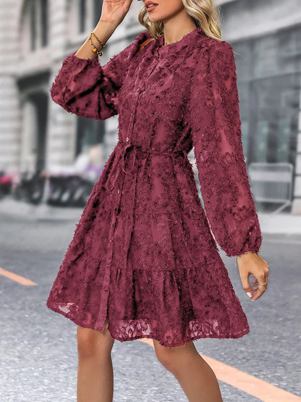 Autumn Winter Fashion - Elegant V-neck Chiffon Dress
